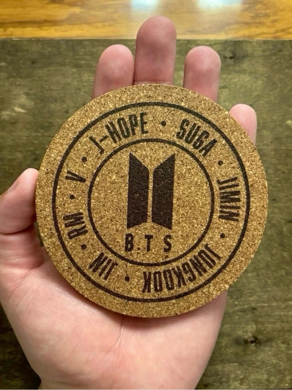 BTS Logo Laser Engraved Cork Coaster #5